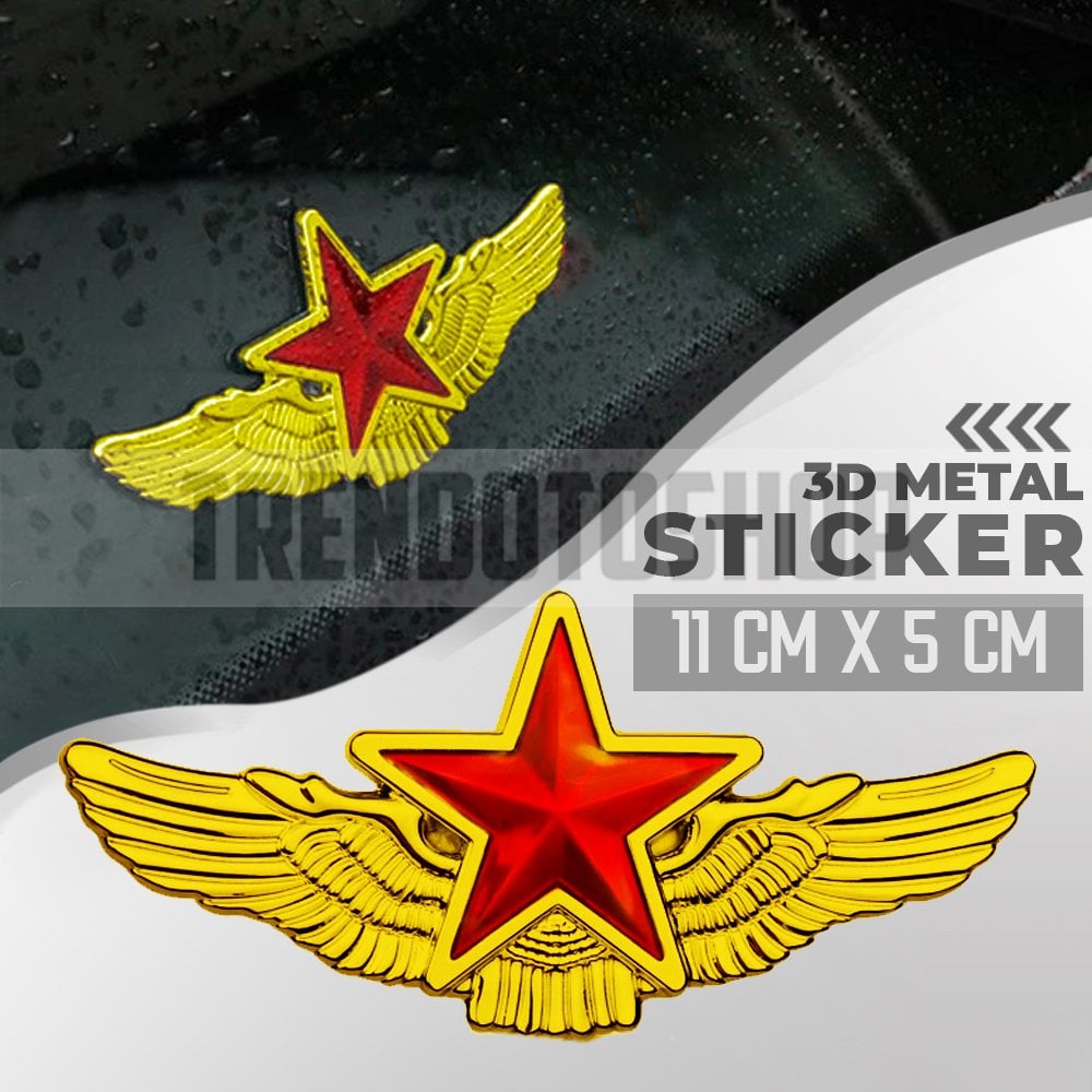 Metal Yıldız Altın Renk Paslanmaz Metal Arma Sticker Yapışkanlı