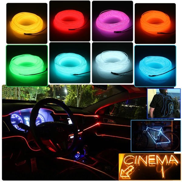 RGB Araç Içi Atmosfer Ambiyans İp Neon Torpido Led 5 Metre USB Girişli