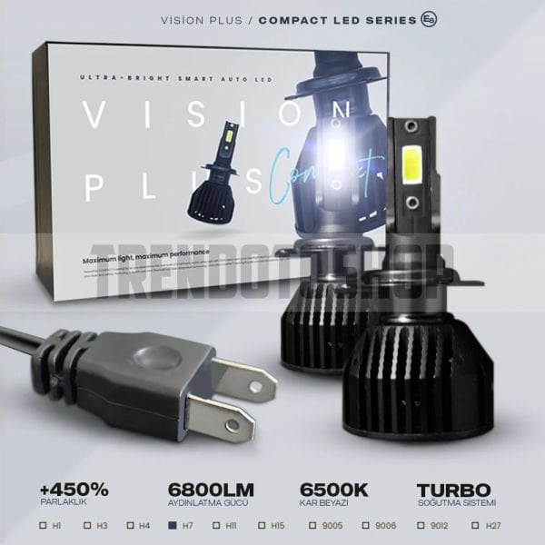 Vision Plus Compact Mini DOB Led Xenon Far Ampulü 24W 6800 Lümen H7