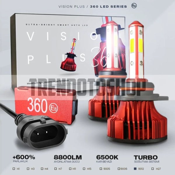 Vision Plus 360° DOB Led Xenon Far Ampulü 34W 8800 Lümen 9012