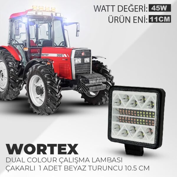 Dual Colour Wortex Çakarlı Çalışma ve Off Road Lambası Beyaz - Turuncu