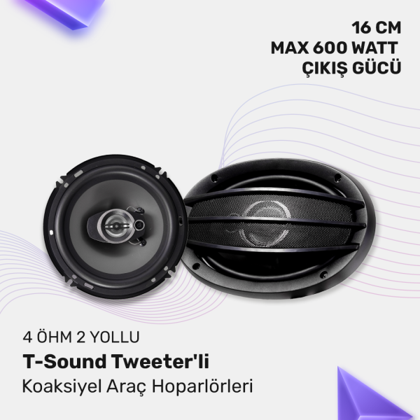 T-Sound 4 Öhm 2 Yollu Terrter'li Kaaksiyel Araç Hoparlörleri 16cm