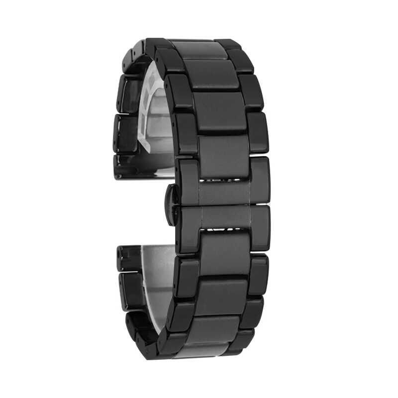 Huawei Watch GT 3 42mm Mat Seramik Kaplamalı Metal Kordon Mat Akıllı Saat  Kordonu Parlak Siyah - Fuchsia
