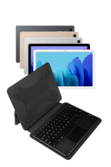 Fuchsia Savvy Keyboard Tab A7 T500 Bluetooh Bağlantılı Standlı Klavyeli Tablet Kılıfı