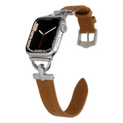 Apple Watch 40mm Uyumlu Suni Deri Kordon KRD-53 İnce Zarif Şık Akıllı Saat Kordonu