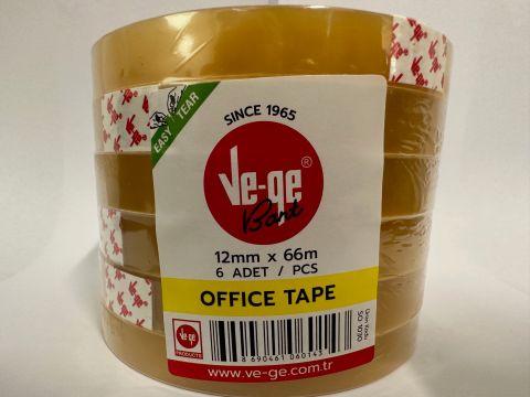 VEGE BANT OFFİCE TAPE 12*66 SARI 6Ad