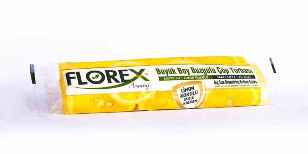 FLOREX BÜZGÜLÜ ÇÖP TORBASI BÜYÜK 65*70 LİMON