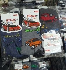 Ekonomik Erkek Çocuk Desenli Yazlık Soket Çorap 12'li Paket