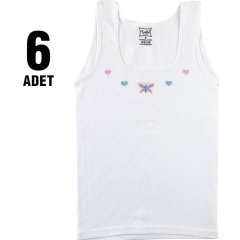 Tutku Kız Çocuk Kalın Askılı İşlemeli Atlet 6'lı