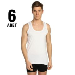 Tutku Beyaz Erkek Ribana Atlet 6'lı