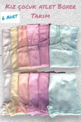 Kossiga 6'lı Pastel Renk Kız Çocuk Fitilli Atlet & Boxer Takım