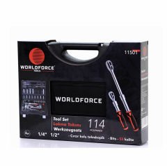 Worldforce 11501 Lokma Takımı S-Ultra 1/4''-1/2'' Uzatmalı Cırcır 114 Parça