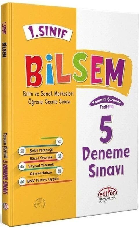 Editör Yayınları 1.Sınıf Bilsem 5 Deneme Sınavı