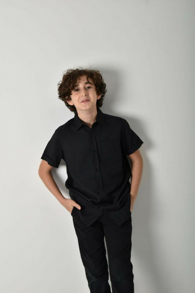Erkek Çocuk Basic Oxford Gömlek Siyah - 11-12 Yaş