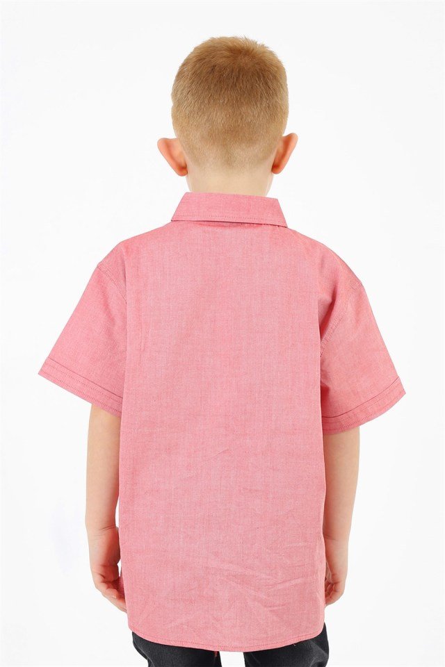 Erkek Çocuk Kısa Kollu Basic Gömlek Pembe - 11-12