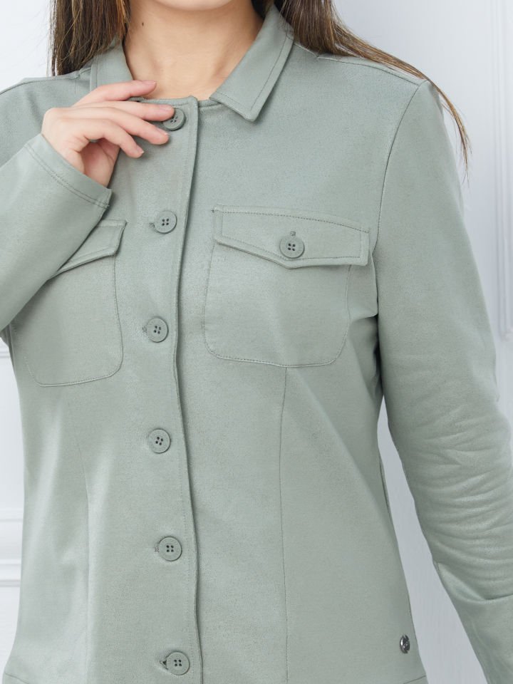 Kadın Sıvama Kumaş Spor Ceket XL - Yeşil