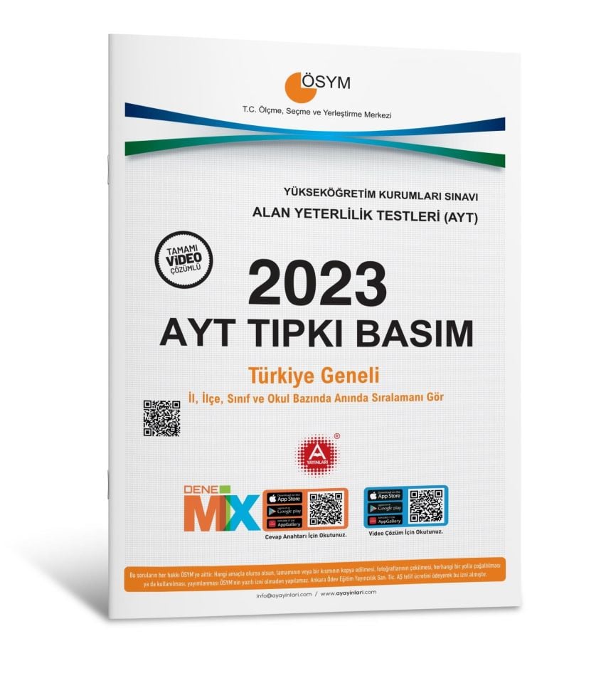 2023 AYT Tıpkı Basım Deneme Sınavı Bire Bir ÖSYM Çıkmış Sorular