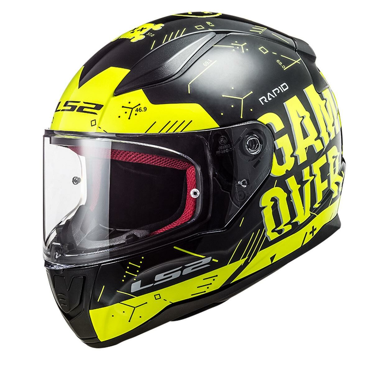 LS2 Rapid Player Neon Sarı-Siyah Tam Kapalı Motosiklet Kaskı