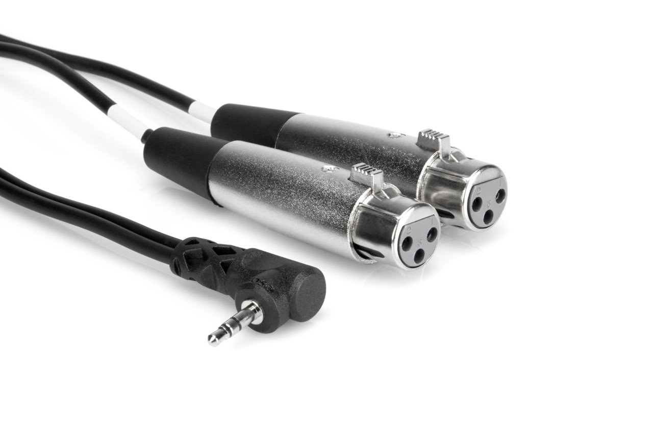 HOSA 3.5 mm. 90 derece TRS (M) <-> Dual XLR (F) Stereo Breakout kablo, 1.5 mt.