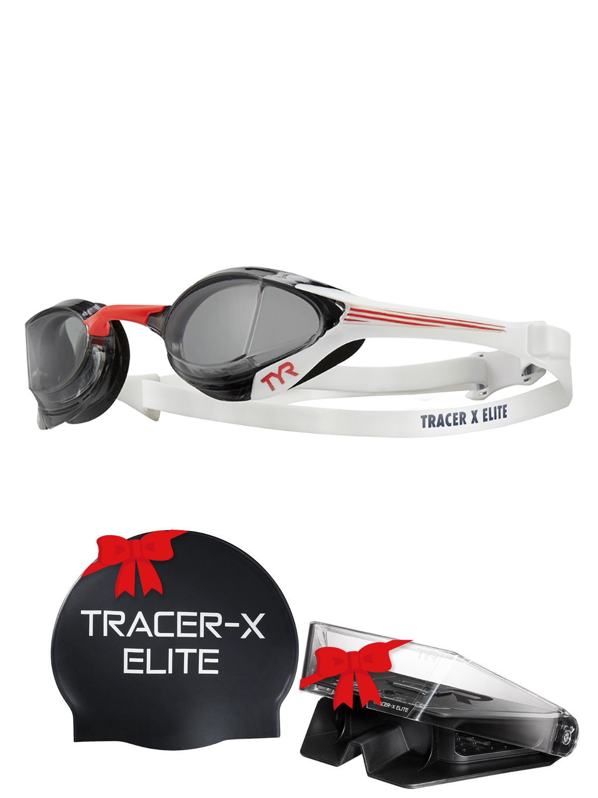 TYR Tracer-X Elite Füme/Kırmızı Yüzücü Gözlüğü, Antrenman Gözlük