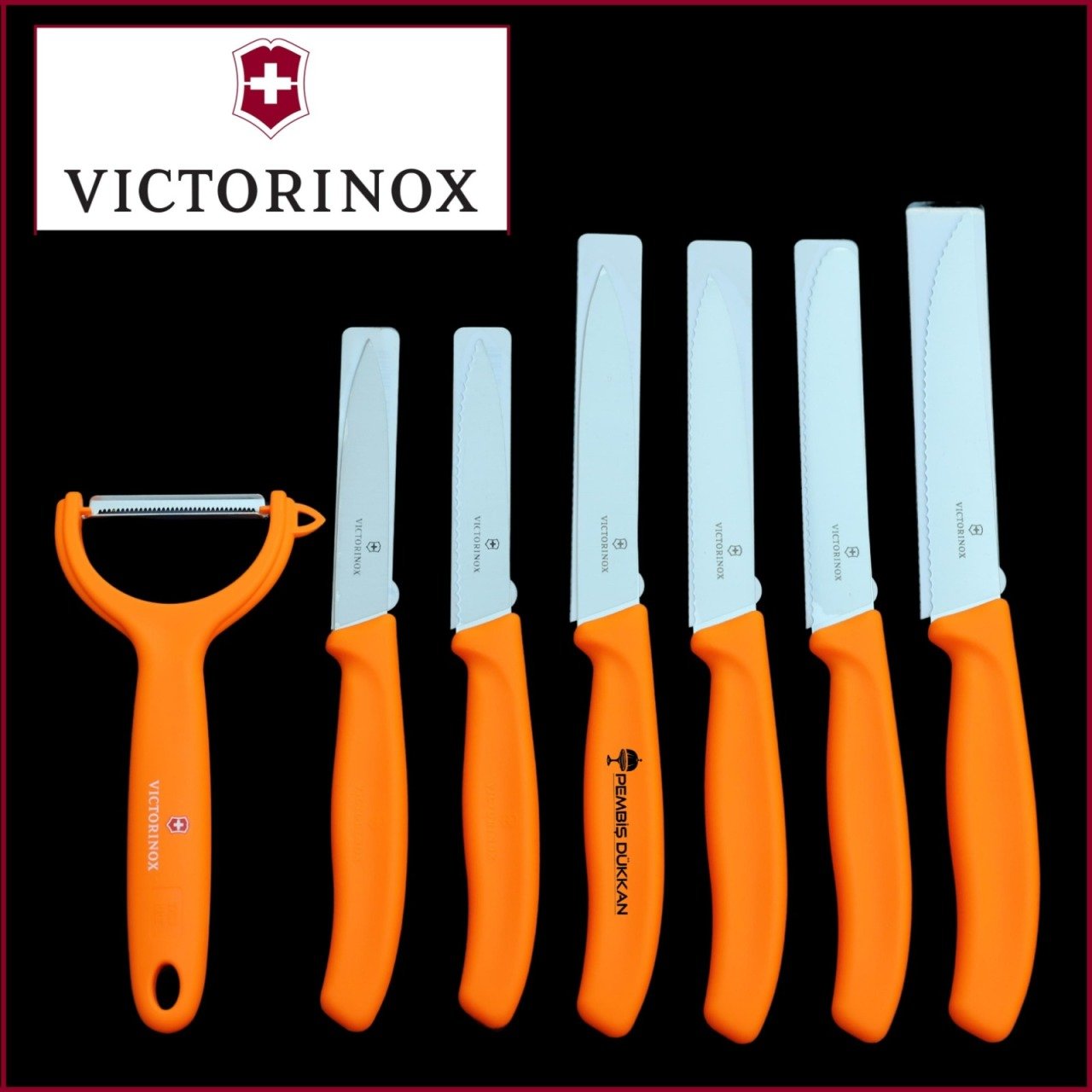 VİCTORİNOX 7Lİ TURUNCU SOYACAKLI BIÇAK SET