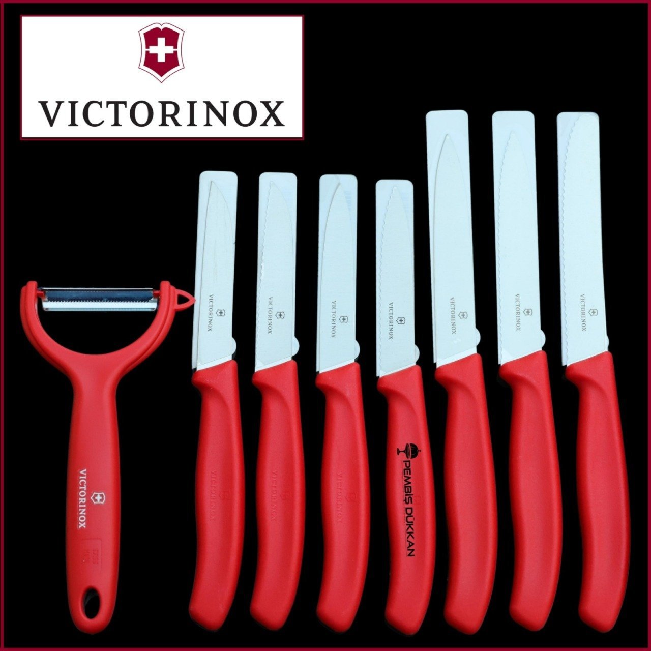 VİCTORİNOX 8Lİ KIRMIZI SOYACAKLI BIÇAK SET