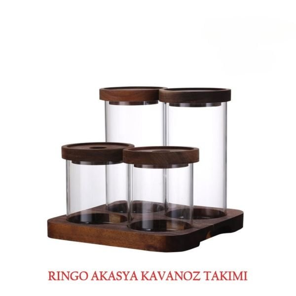 4LÜ RİNGO AKASYA KAPAKLI STANDLI KAVANOZ SET 1325