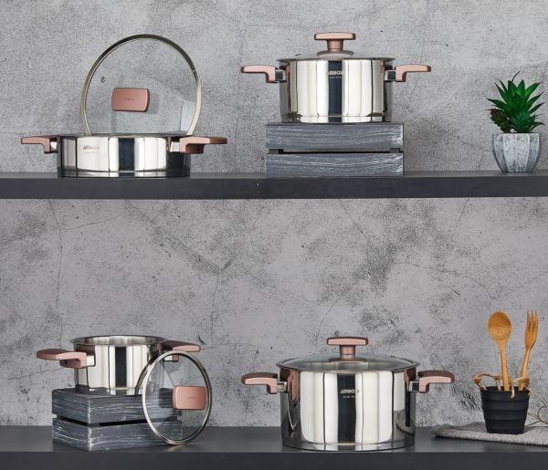 AMBOSS ENİO ROSE GOLD 8 PARÇA TENCERE SET