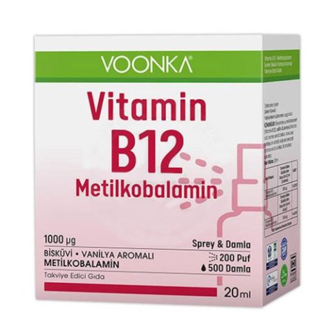 Voonka Vitamin B12 Sprey&Damla Metilkobalamin 20 ml