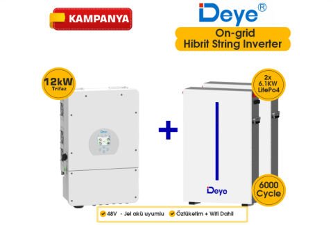 DEYE 12KW On-Grid Hibrit Trifaz Paketi LV (48V)