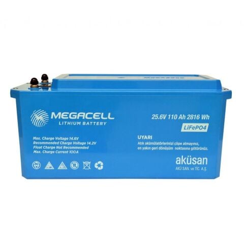 Megacell 25.6v 110 amper lifepo4 akü