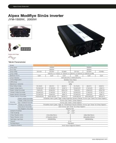 Alpex 1500 watt modifiye sinüs inverter (24v)