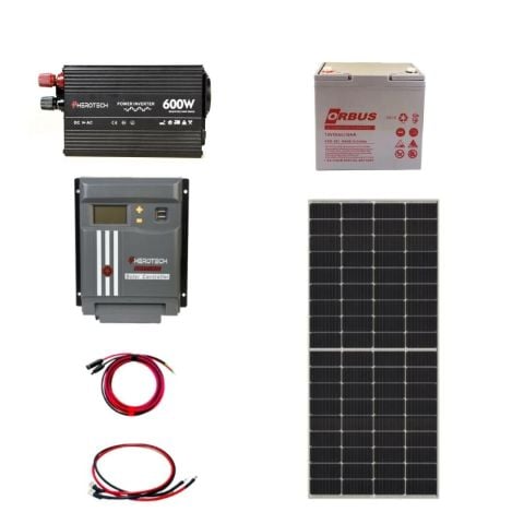 Ev İçin Özel Mini Enerji Solar  Paketi 12 volt 600 Watt İnverterli