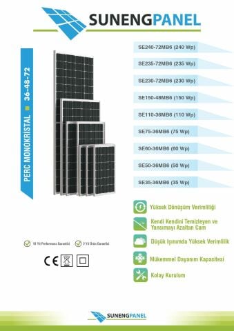 Suneng 60 Watt Perc Monokristal Güneş Paneli