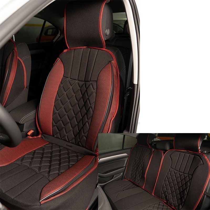 Fiat Tüm Modellerine Uygun Space Elegance 5'li Oto Koltuk Minderi Siyah / Kırmızı