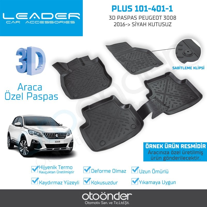 3D PASPAS PEUGEOT 3008 2016--- SİYAH