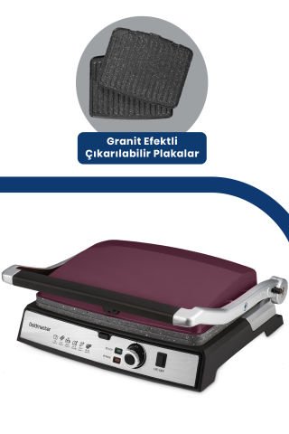 Tostmix Mürdüm Paslanmaz Çelik 2000 Watt Granit Çıkarılabilir Plakalı Tost Ve Izgara Makinesi