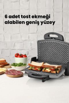 Gurmex Silver 1750 Watt Granit Çıkarılabilir Plakalı 5 Kademe Isı Ayarlı Tost Ve Izgara Makinesi