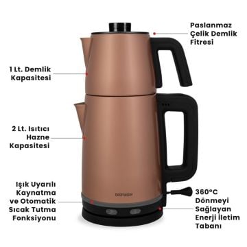 Damlatmaz 25 Bardak Kapasiteli Çelik Çay Makinesi Ve Su Isıtıcısı