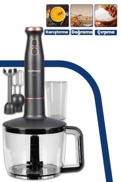 Bestmax Antrasit Geniş Hazneli 1500w Paslanmaz Çelik 3in1 Multi Blender Set