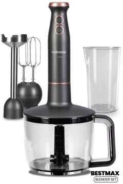 Bestmax Antrasit Geniş Hazneli 1500w Paslanmaz Çelik 3in1 Multi Blender Set