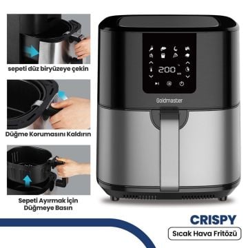 Crispy 7L Geniş Hazneli XXL Dokunmatik 8 Ön Ayarlı Airfryer Sıcak Hava Fritözü