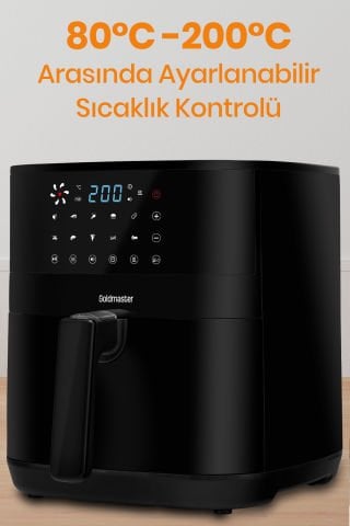 Smartfry Dijital Dokunmatik 1900 W 10 Ön Ayarlı 6 Litre Airfryer Yağsız Kızartma Sıcak Hava Fritöz