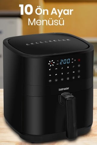 Smartfry Dijital Dokunmatik 1900 W 10 Ön Ayarlı 6 Litre Airfryer Yağsız Kızartma Sıcak Hava Fritöz