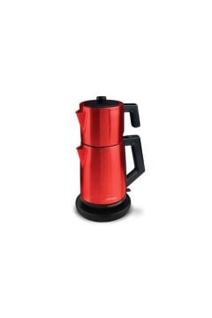 Akasya Kırmızı Xl 2200 Watt Patentli Damlatmayan Tasarımı Çelik Çay Makinesi Ve Su Isıtıcısı