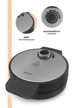 Jelly Inox 1000 Watt Taşmayı Önleyen Derin Plakalı Aşırı Isınmaya Dayanıklı Waffle Makinesi