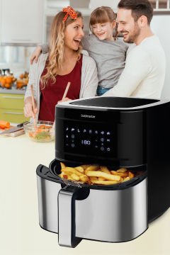 Lunchfry 7 Litre İnox Geniş XXL Dokunmatik Karıştır Uyarı Fonksiyonlu Airfryer Sıcak Hava Fritözü