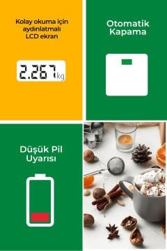 Alman Tasarım Dokunmatik LED Ekranlı Dijital Inox 1gr-5kg Asılabilir Mutfak Tartısı Terazisi