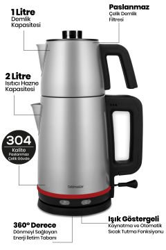 Joy Tea Inox 2200 Watt Paslanmaz Çelik Çay Makinesi Ve Su Isıtıcısı