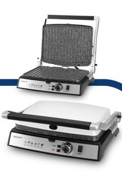 Tostmix Süt Beyazı Paslanmaz Çelik 2000 Watt Granit Çıkarılabilir Plakalı Tost ve Izgara Makinesi